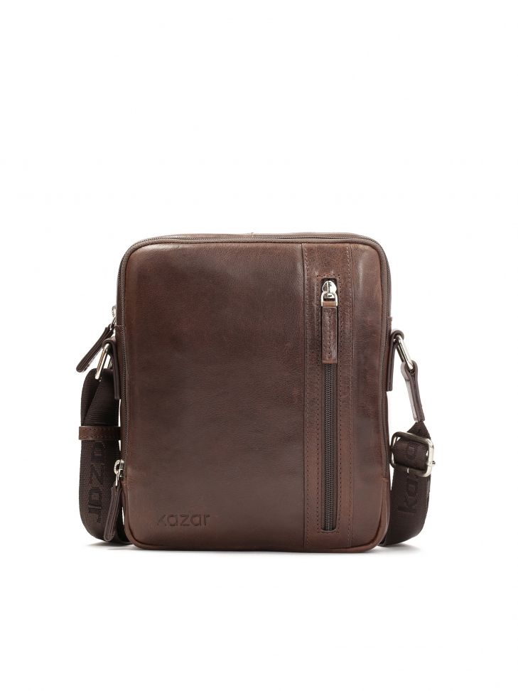 Brown leather crossbody bag