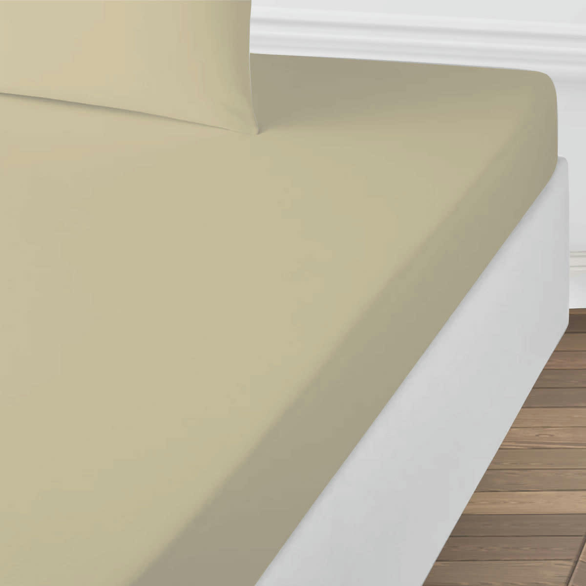 ESSENTIEL - Drap housse coton  uni beige 180x200cm