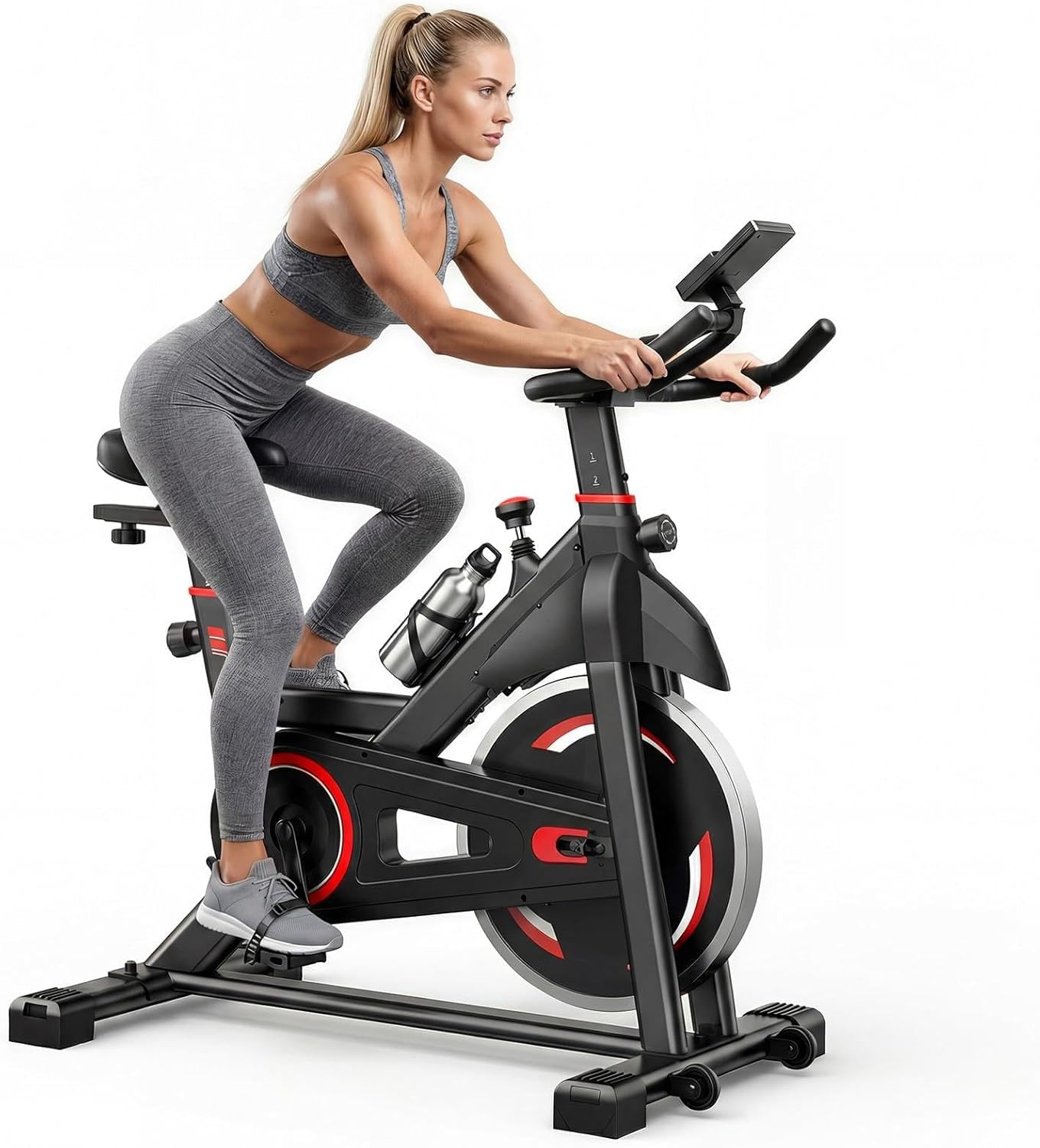 NEWBULIG Exercise Bike with APP, Stationary Bikes for Home, Workout Bike for Adults & Seniors, Cycle Machine, Adjustable Height and Resistance, Low Noise, 265lbs Weight Capacity, Easy Assembly