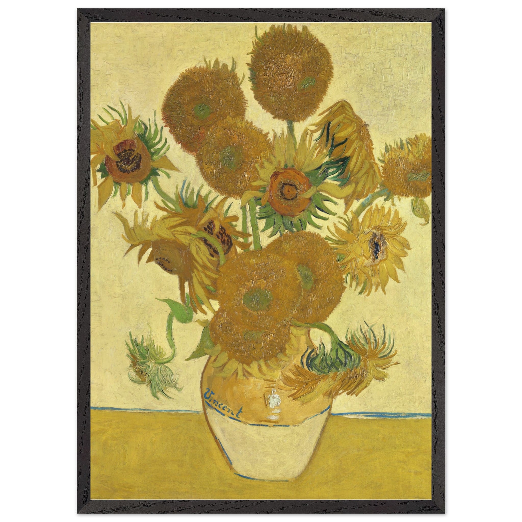Poster met Lijst Vincent van Gogh - Zonnebloemen (1888)  - 50x70 cm - Geel