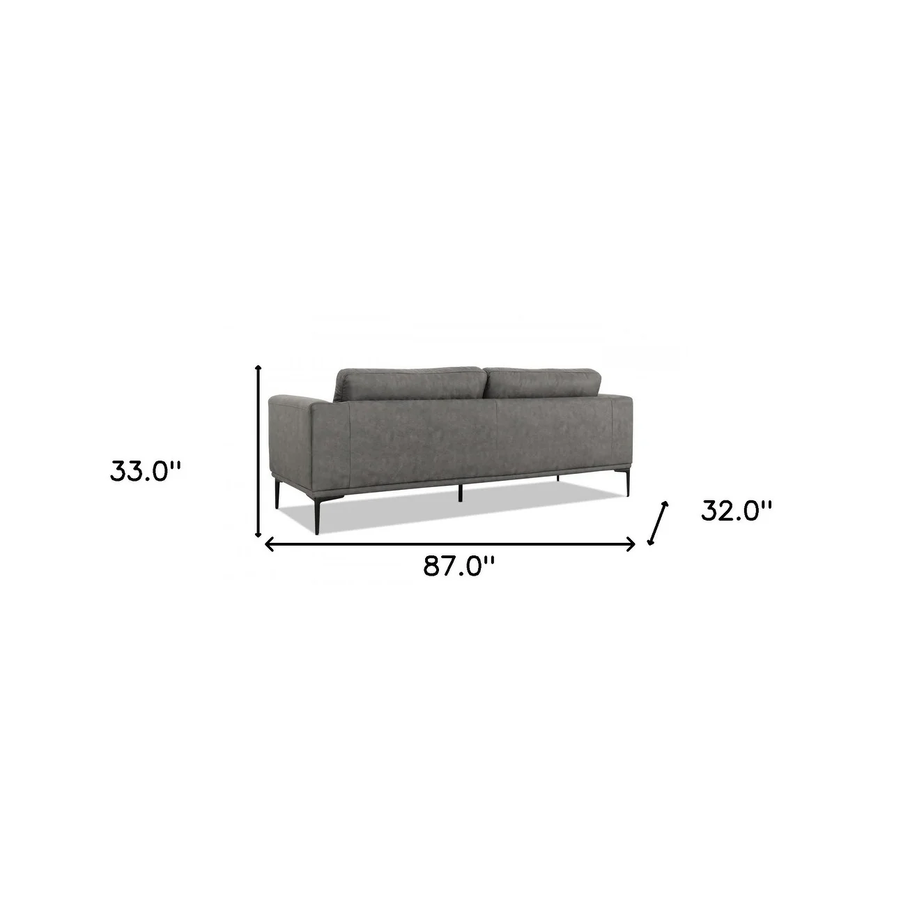 Modern 87 Dark Grey Sofa With Removable Back Cushions