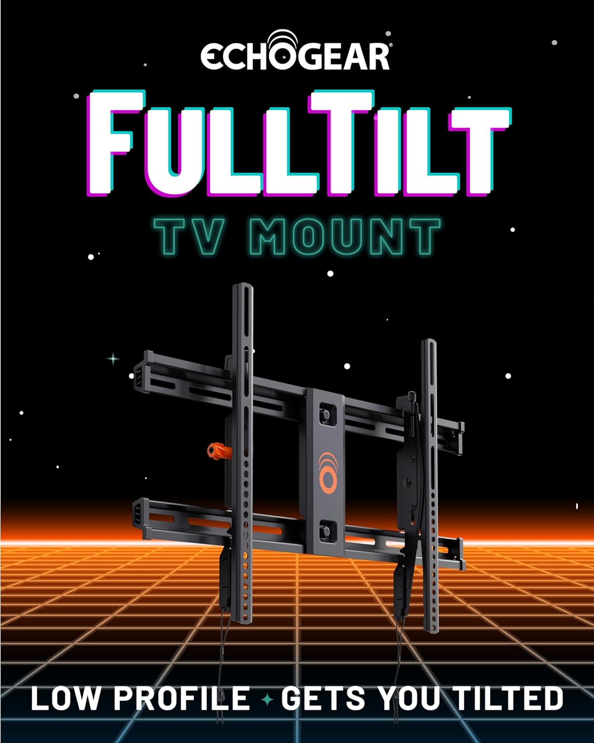 ECHOGEAR Wall Mount TV Bracket for TVs Up to 90 - Low Profile Design Tilts to Eliminate Glare - Includes Drilling Template & Can Be Leveled After Install - UL Listed for Safety