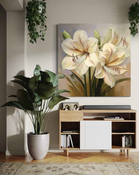 Feeby Obraz na płótnie, Malowany Kwiat Lilii 30x30
