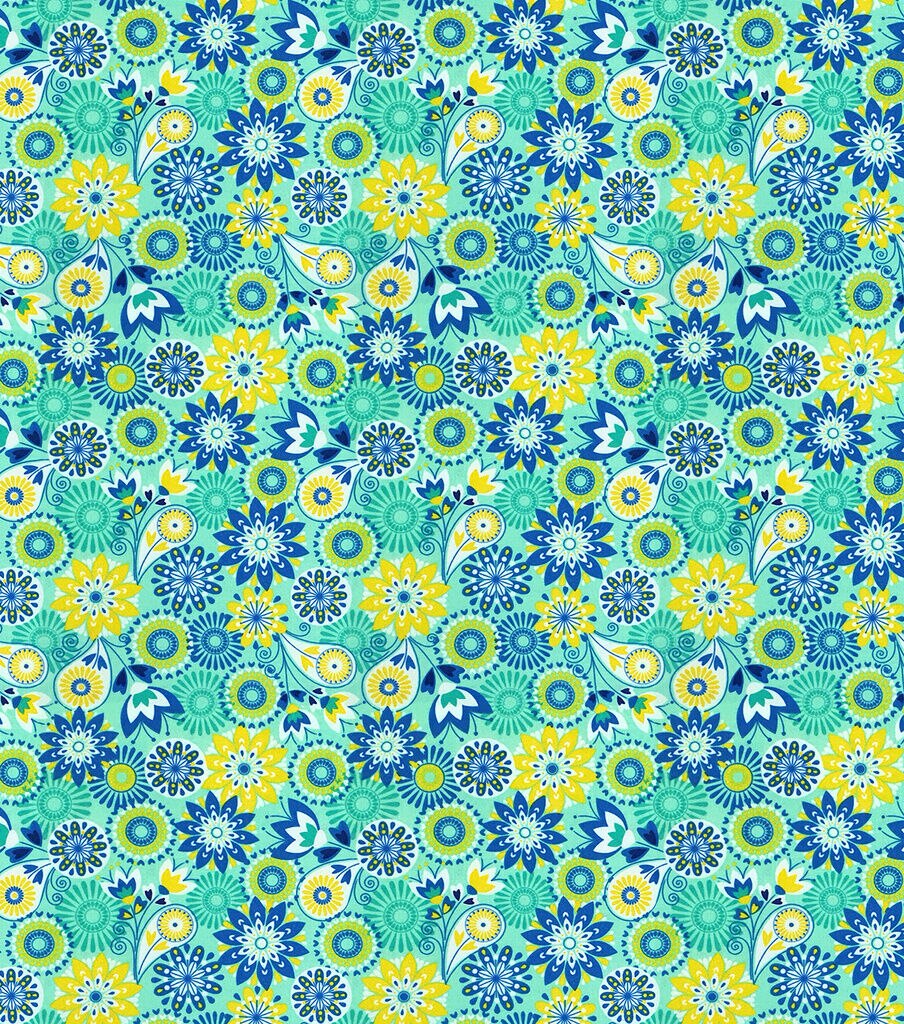 Floral Medallion Aqua Super Snuggle Flannel Fabric