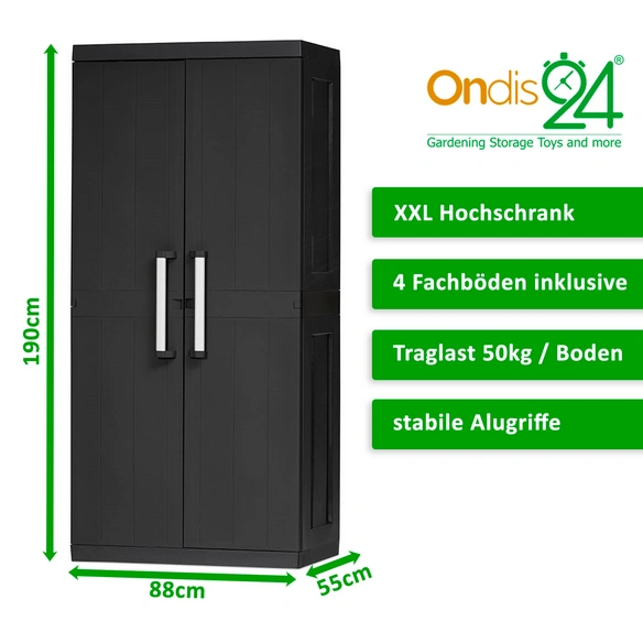Hochschrank »Hero MEGA«, BxHxT: 88 x 190 x 54 cm, 4 Einlegeböden, schwarz