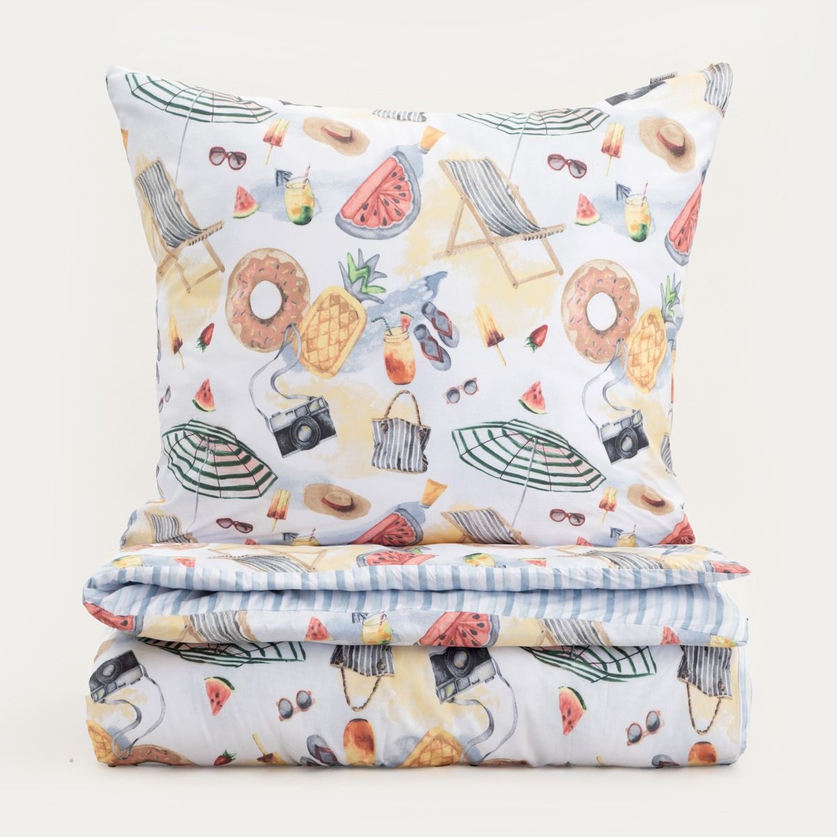 Pościel PLAYA z mikrofibry dwustronna w wakacyjny wzór 140x200   1*70x80 cm