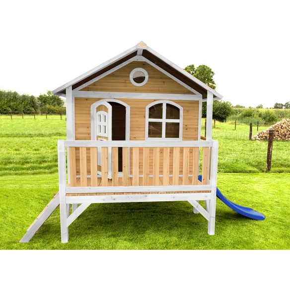 Kinderspielhaus »Stef«, BxHxT: 349 x 233 x 212 cm, Holz, braun/weiß/blau