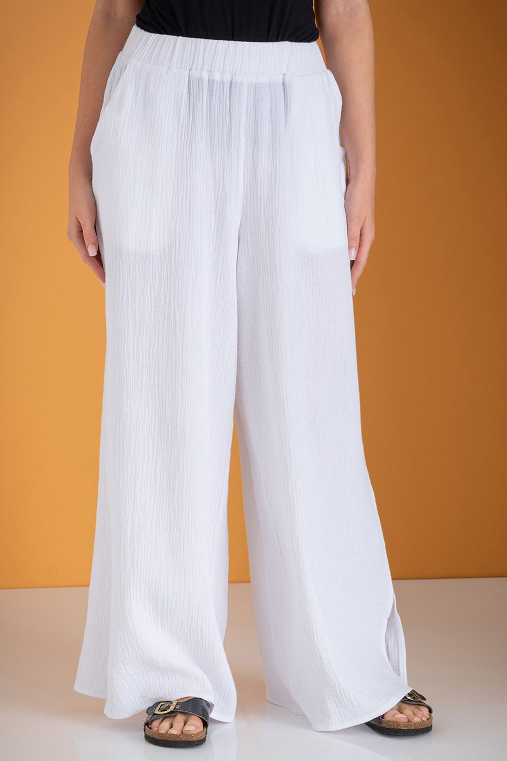 Klass. Wide Leg Pull On Cotton Trousers