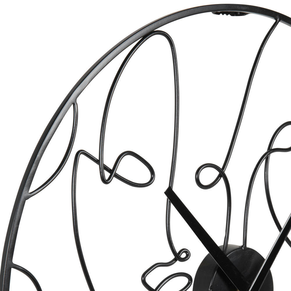 EUGENE - Horloge visages abstraits en métal noir D50