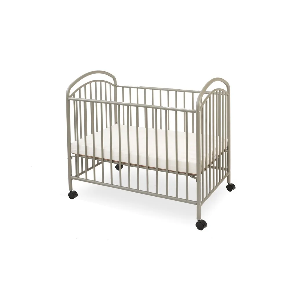 Classic Arched Compact White Metal Non-folding Crib