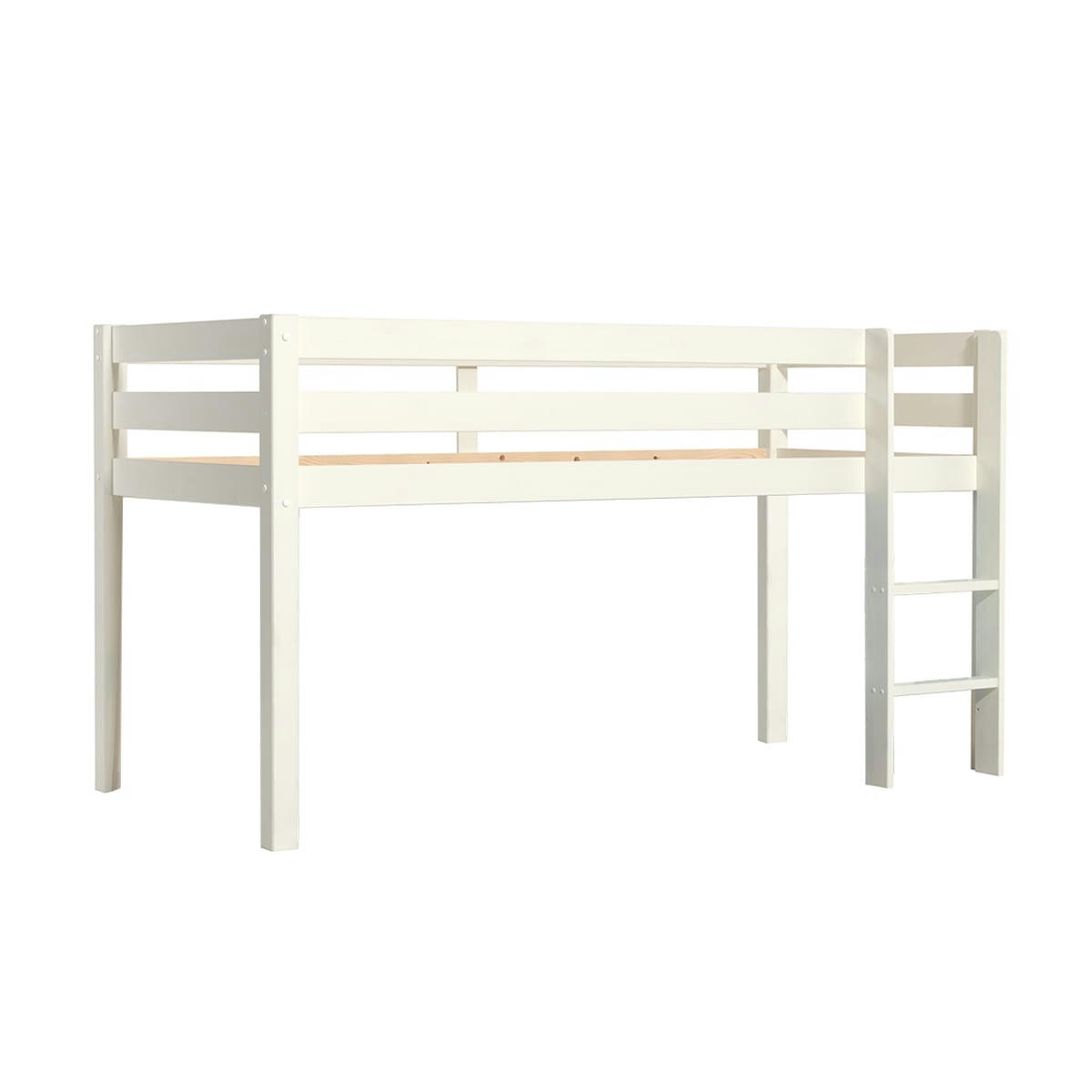 PINO - Lit mi-hauteur 90x200 sommier inclus blanc