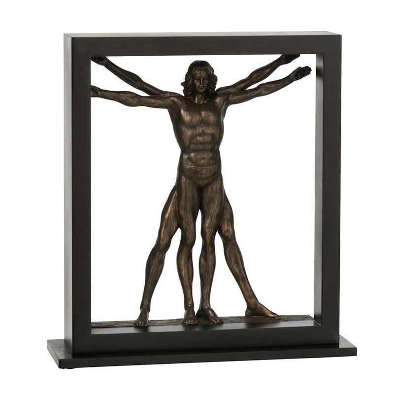 BRONZE - Personnage dans cadre résine bronze H32cm