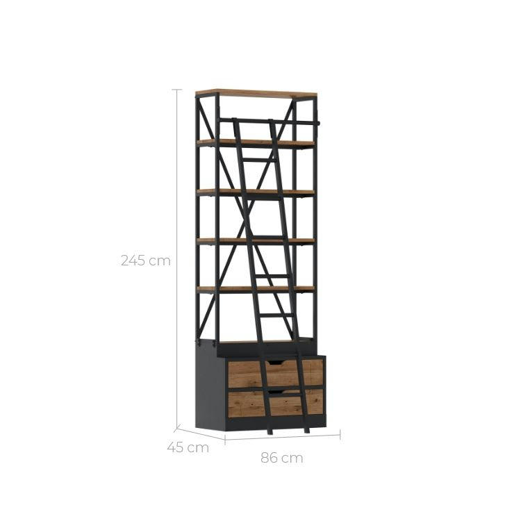 KASI - Petite bibliothèque 86 cm en bois et métal