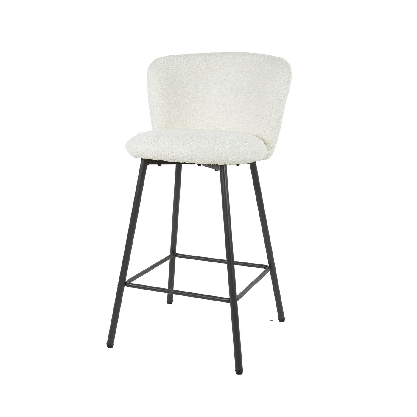 Giga Meubel Barstoel Curve - Wit Bouclé - Set van 4