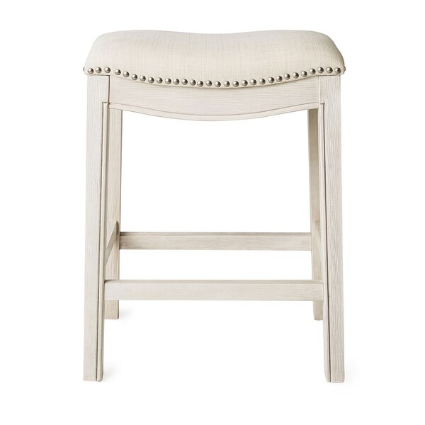 Maven Lane Adrien 25.7"H Seat Saddle Counter Stool, Brushed White Oak Finish - 16.60