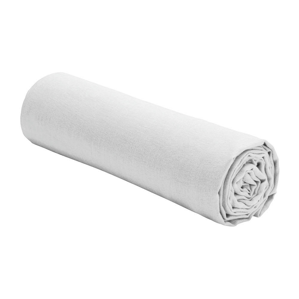 - Drap housse 2 personnes en lin français - lin lavé blanc 140x190 cm