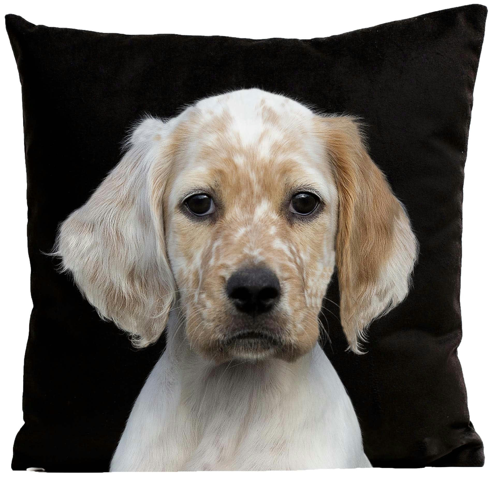 - Coussin chien chiot suédine noir 40x40cm