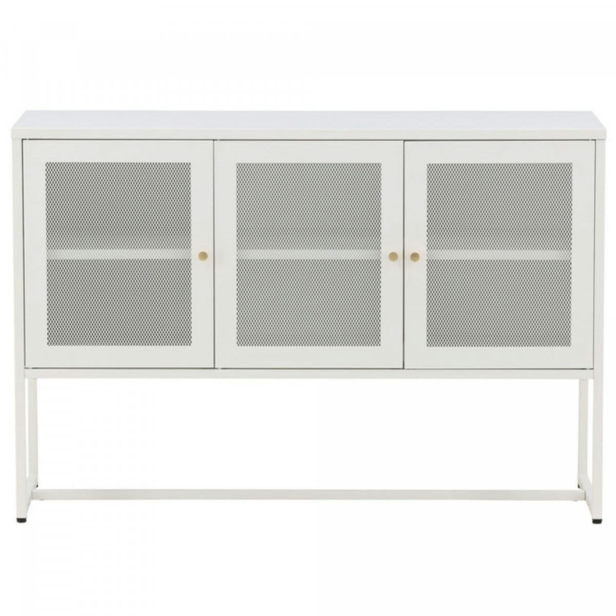 CABANA - Buffet bas industriel en acier 120cm blanc