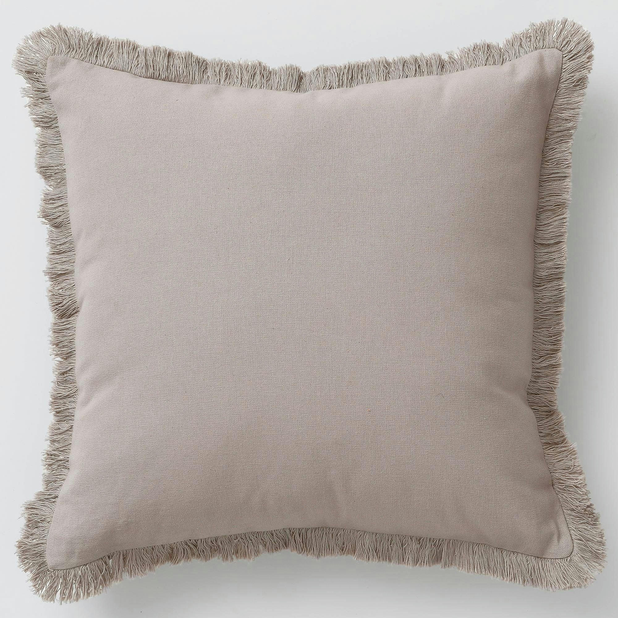 FRANGE - Coussin 40x40 gris perle en coton