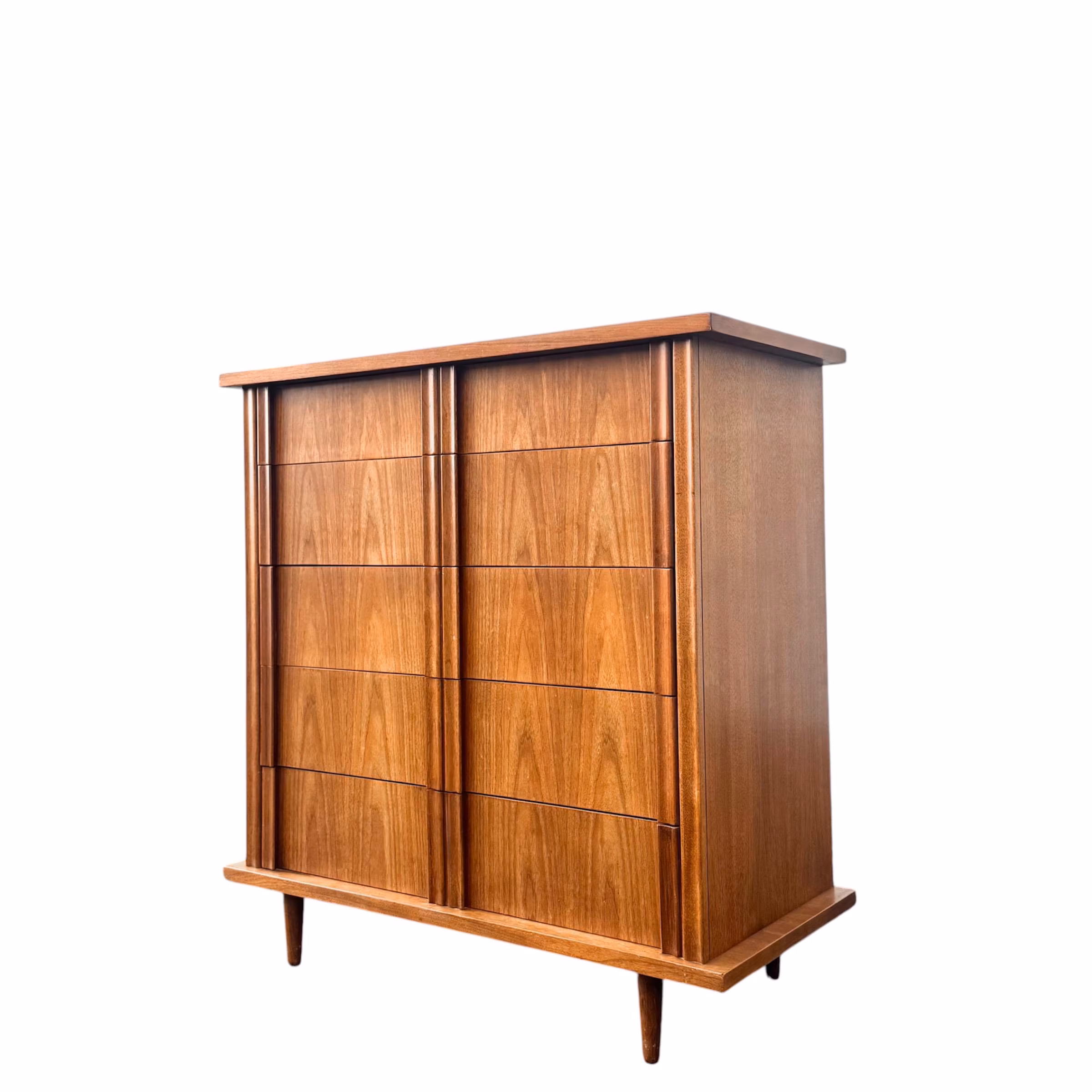 Mid Century Walnut High Chest or Tall Dresser by American of Martinsville MCM Wood Storage Cabinet Furniture