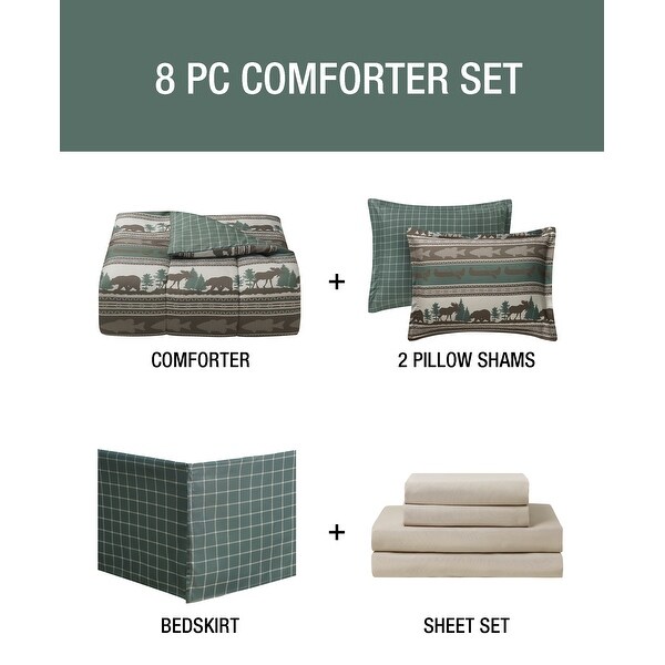 CEDAR COURT Mountainside Tan Ultra Soft Microfiber Reversible Comforter Bedding Set