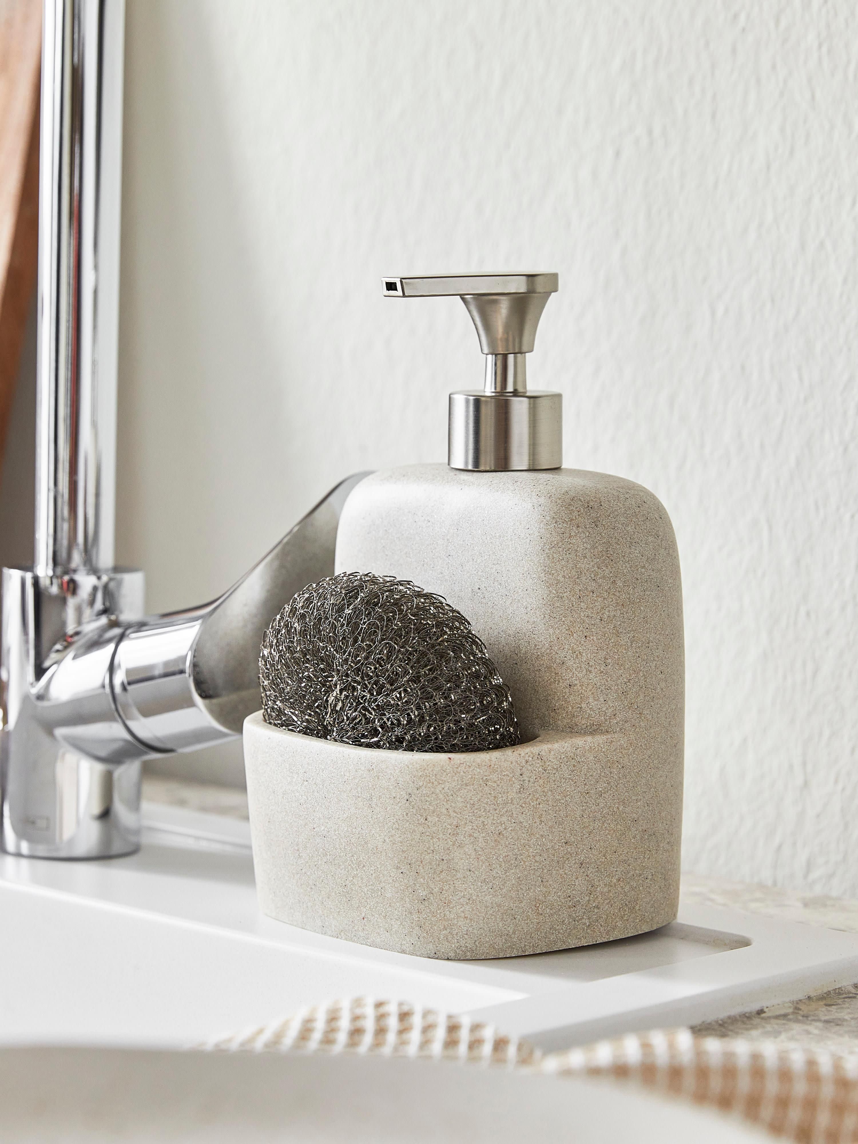 Seifenspender Sand mit Schwamm, 2er-Set