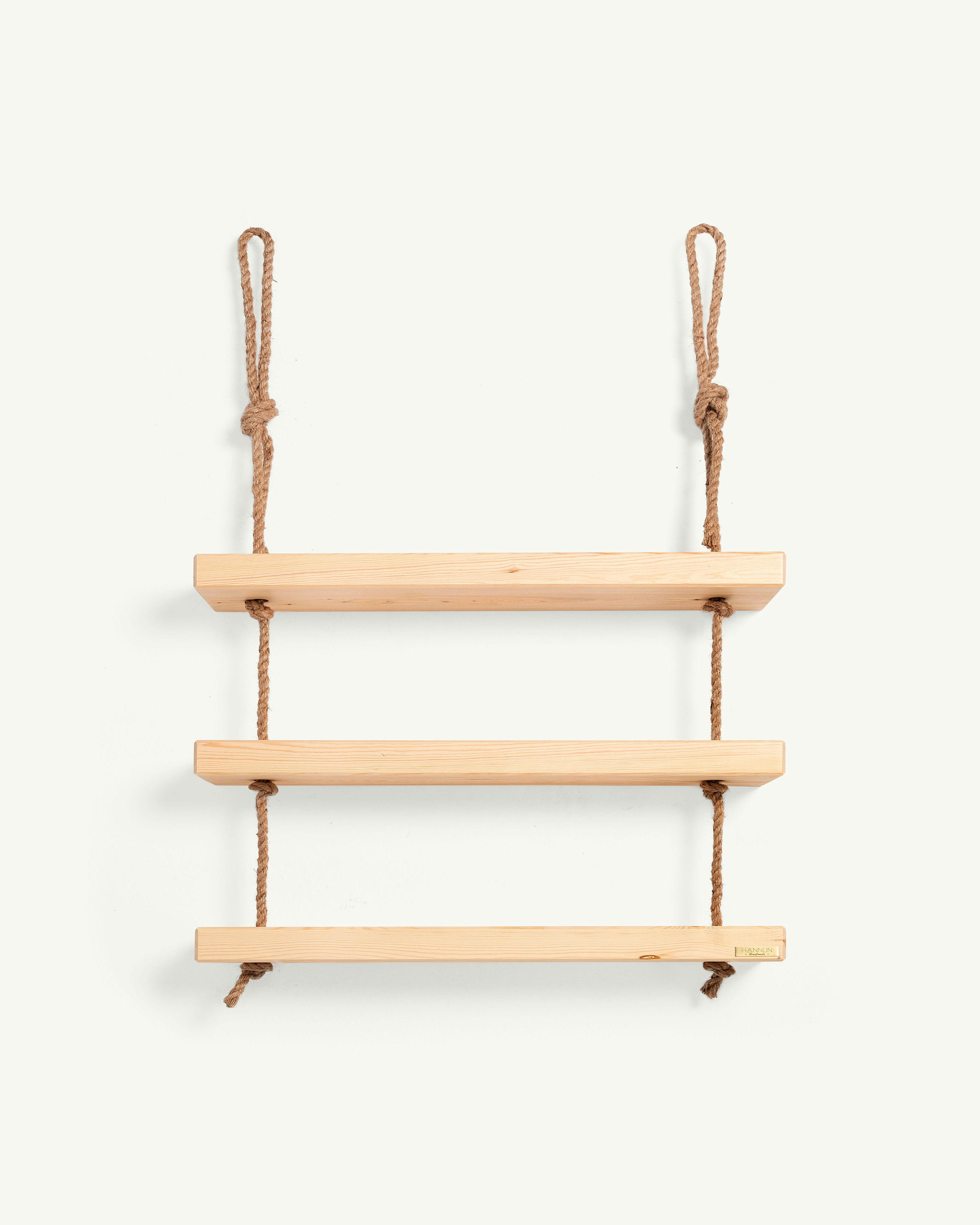MAKEMBA - Etagère suspendue en bois de couleur beige à 3 étages 70 cm