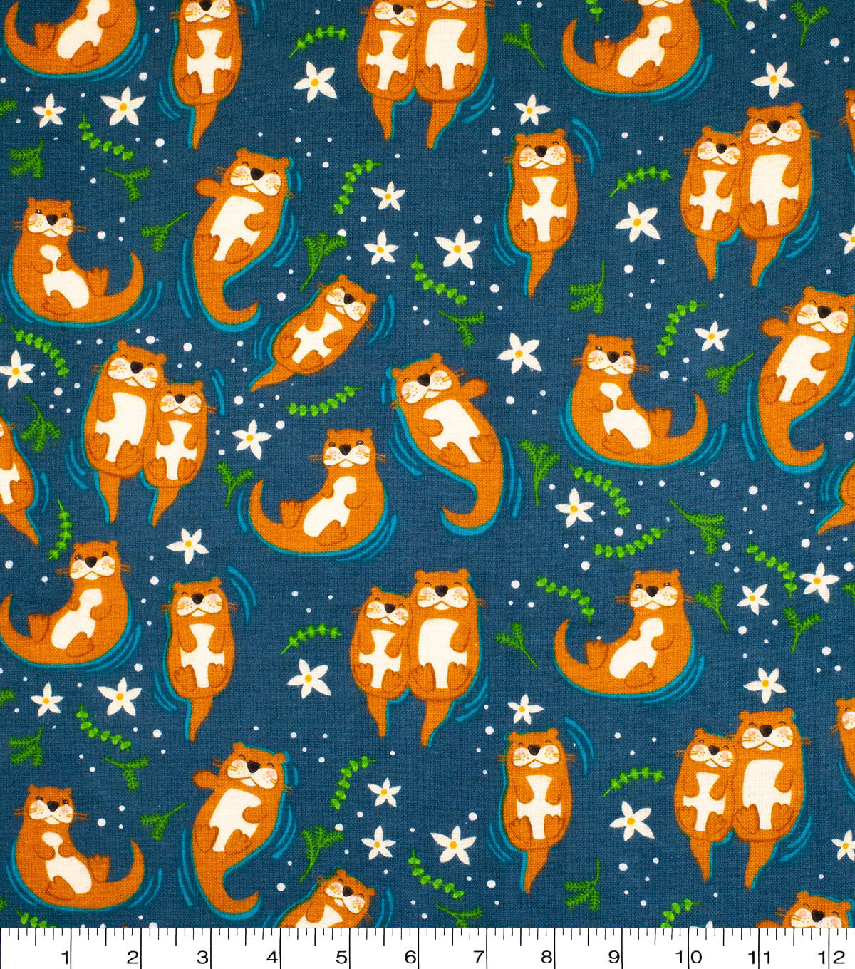 Super Snuggle Flannel Fabric Swimming Otters