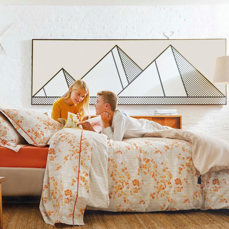 SOUS LE VENT - Taie de traversin en Coton Orange 190 cm