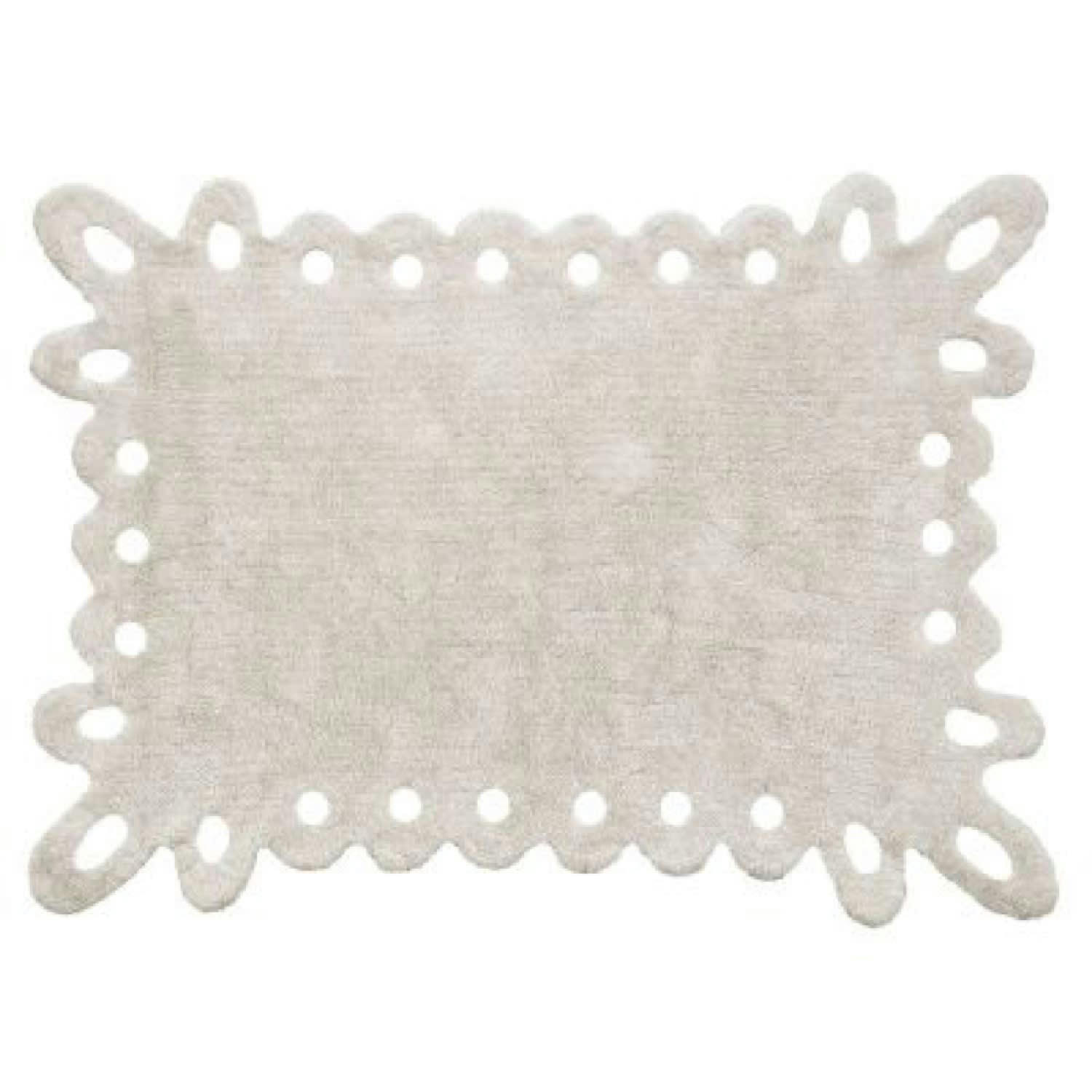 LACE - Tapis Lavable avec broderie en coton beige 120x160