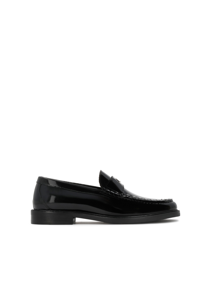Black men's patent leather loafers