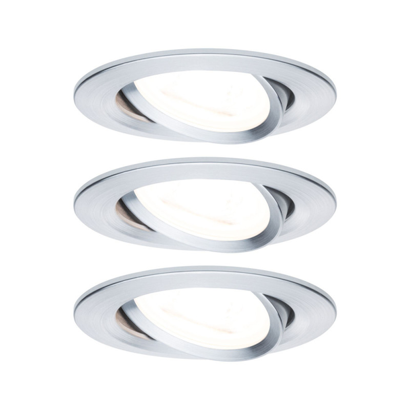 Spot encastrable LED Nova aluminium GU10 blanc chaud IP23 6,5 W 3 pièces PAULMANN