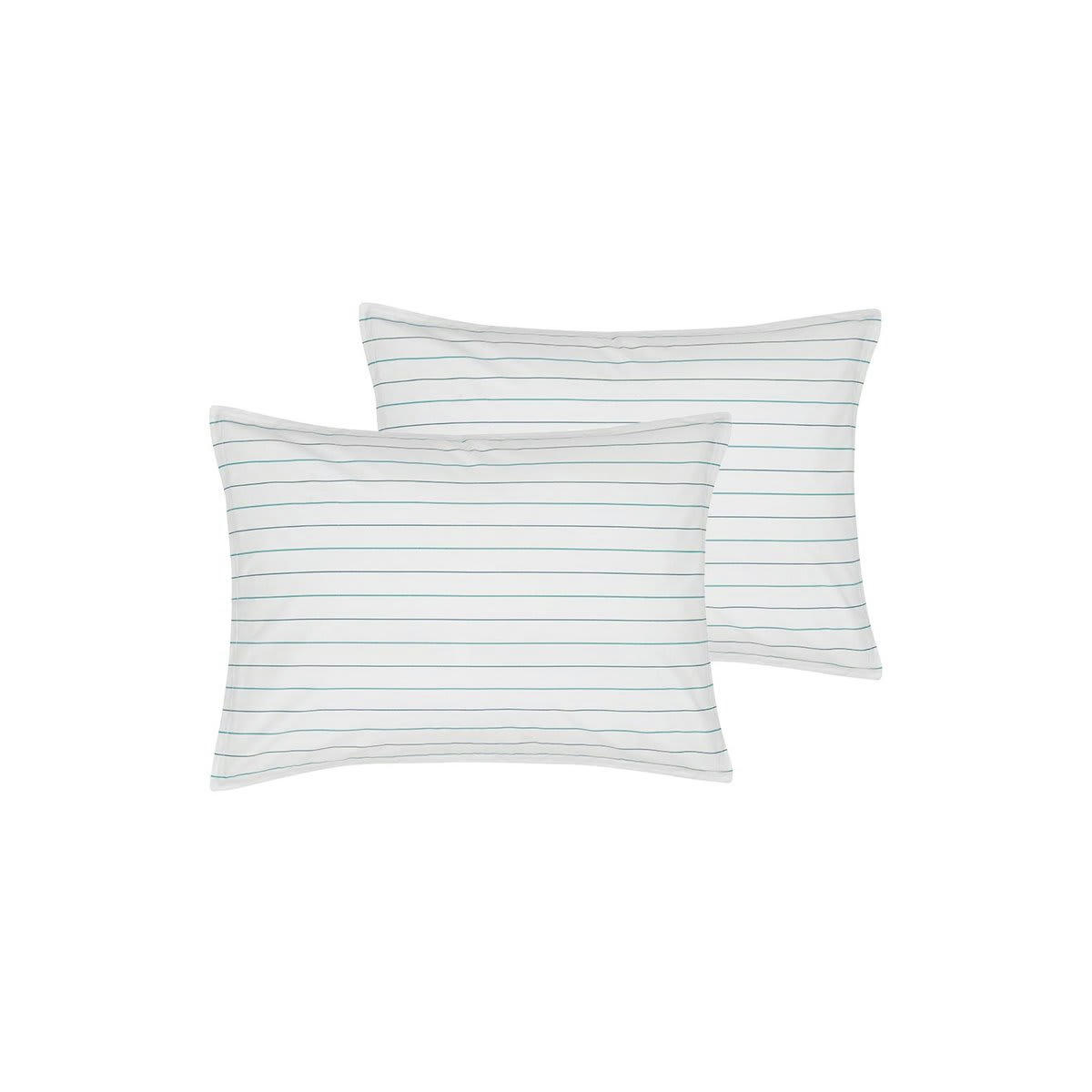 HOSSEGOR - 2 taies d'oreillers en percale de coton  petrol 50x70 cm