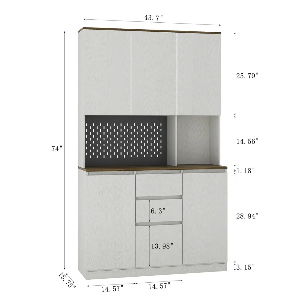 74 Kitchen Pantry Cabinet with Charging Station,Freestanding Buffet