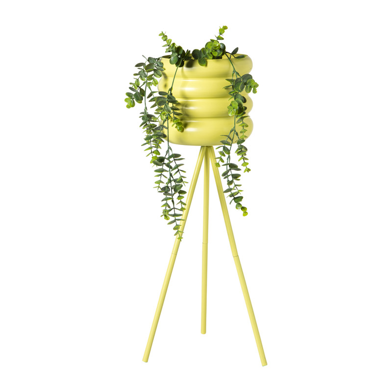 Bloempot bubbles op voet groot - geel - &Oslash;22x65 cm