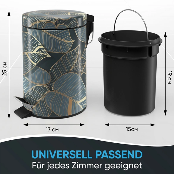 Kosmetikeimer »Monstera«, 3,0L, Dunkelgrün, Rund