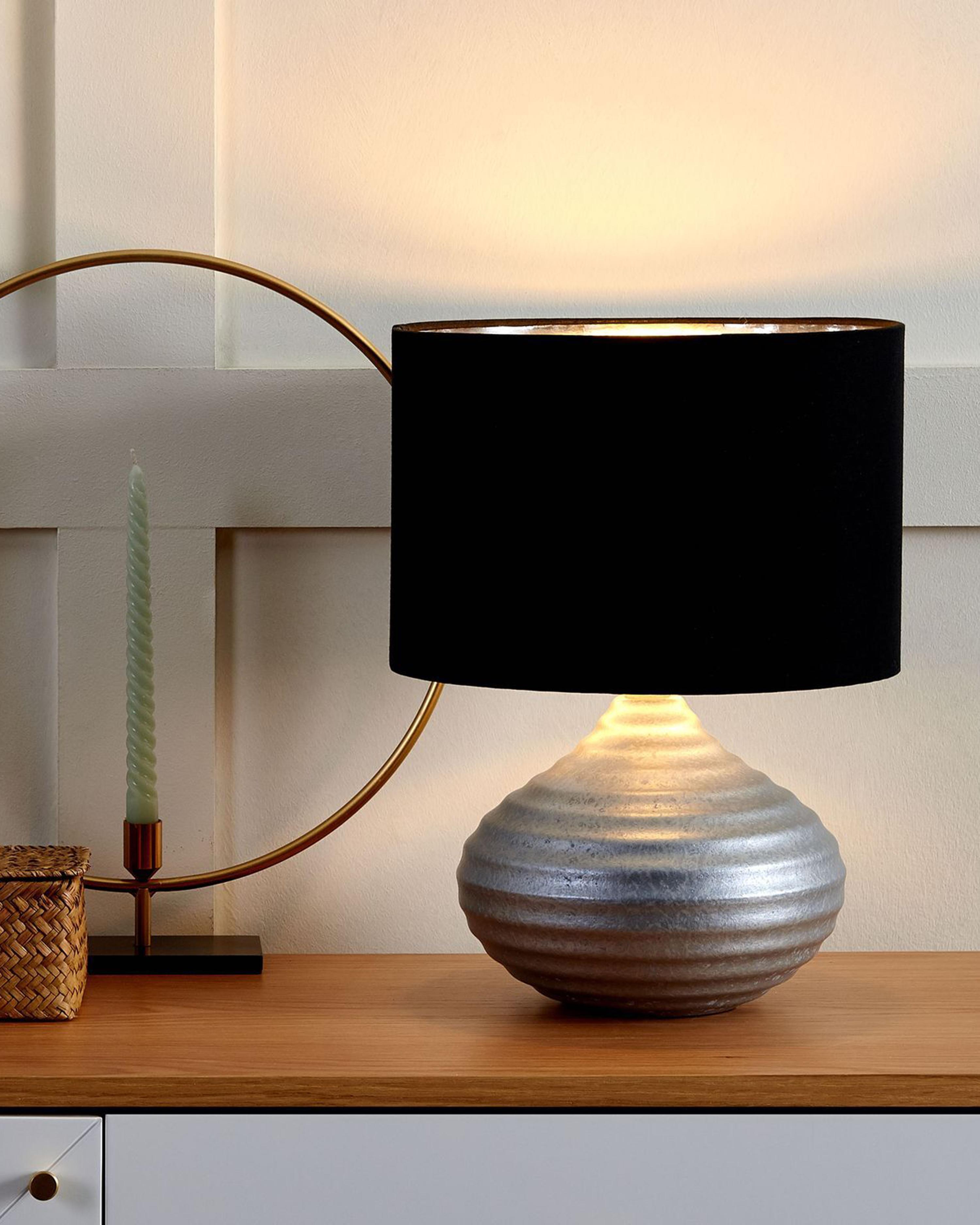 Table Lamp KUBAN Ceramic Silver