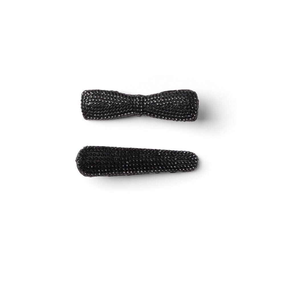 Lot de 2 pinces à cheveux plates crocodile à strass noir