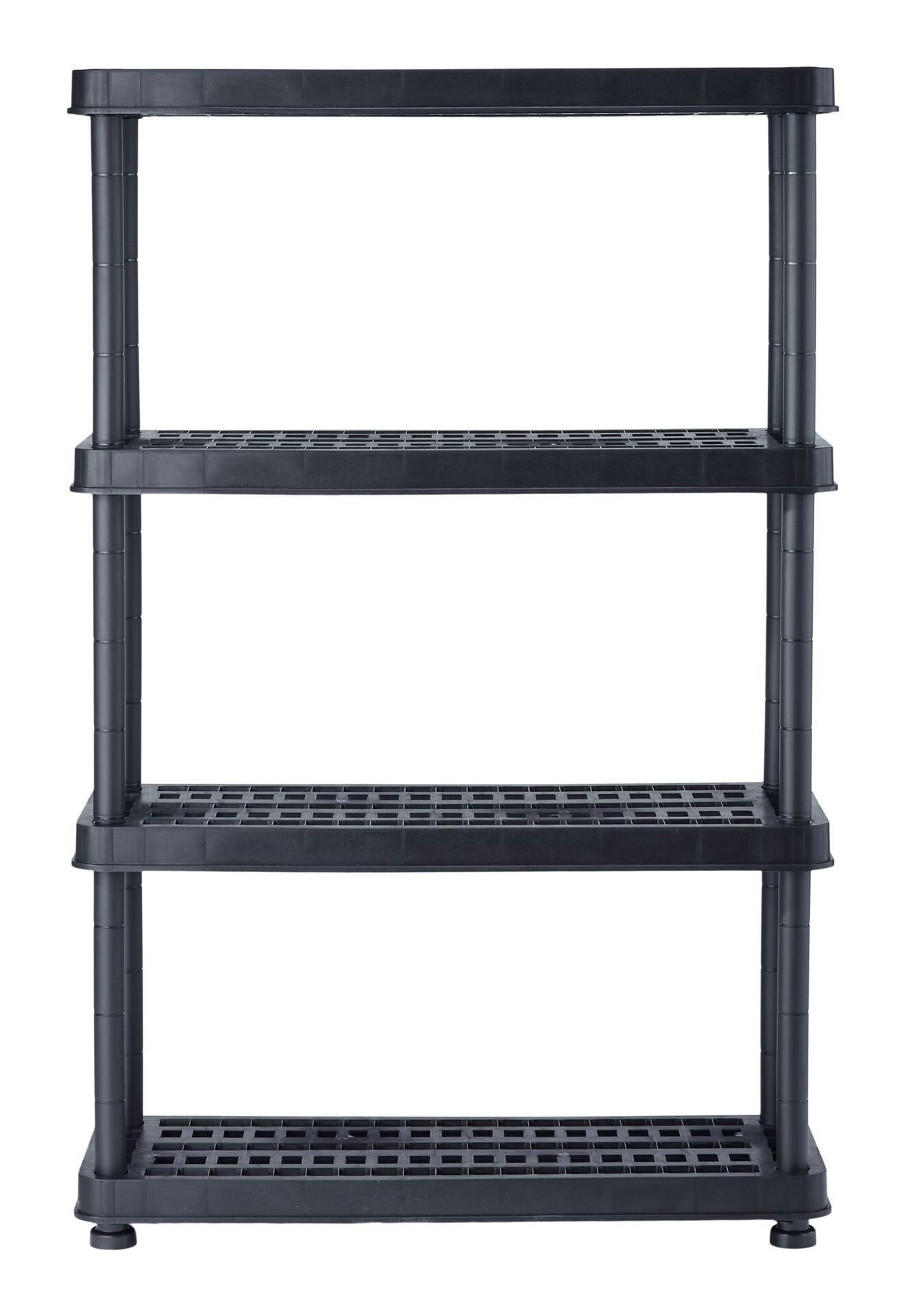 Certified Adjustable 4-Shelf Resin/ Plastic Storage Rack/ Shelving Unit, 36 x 14 x 54.5-in