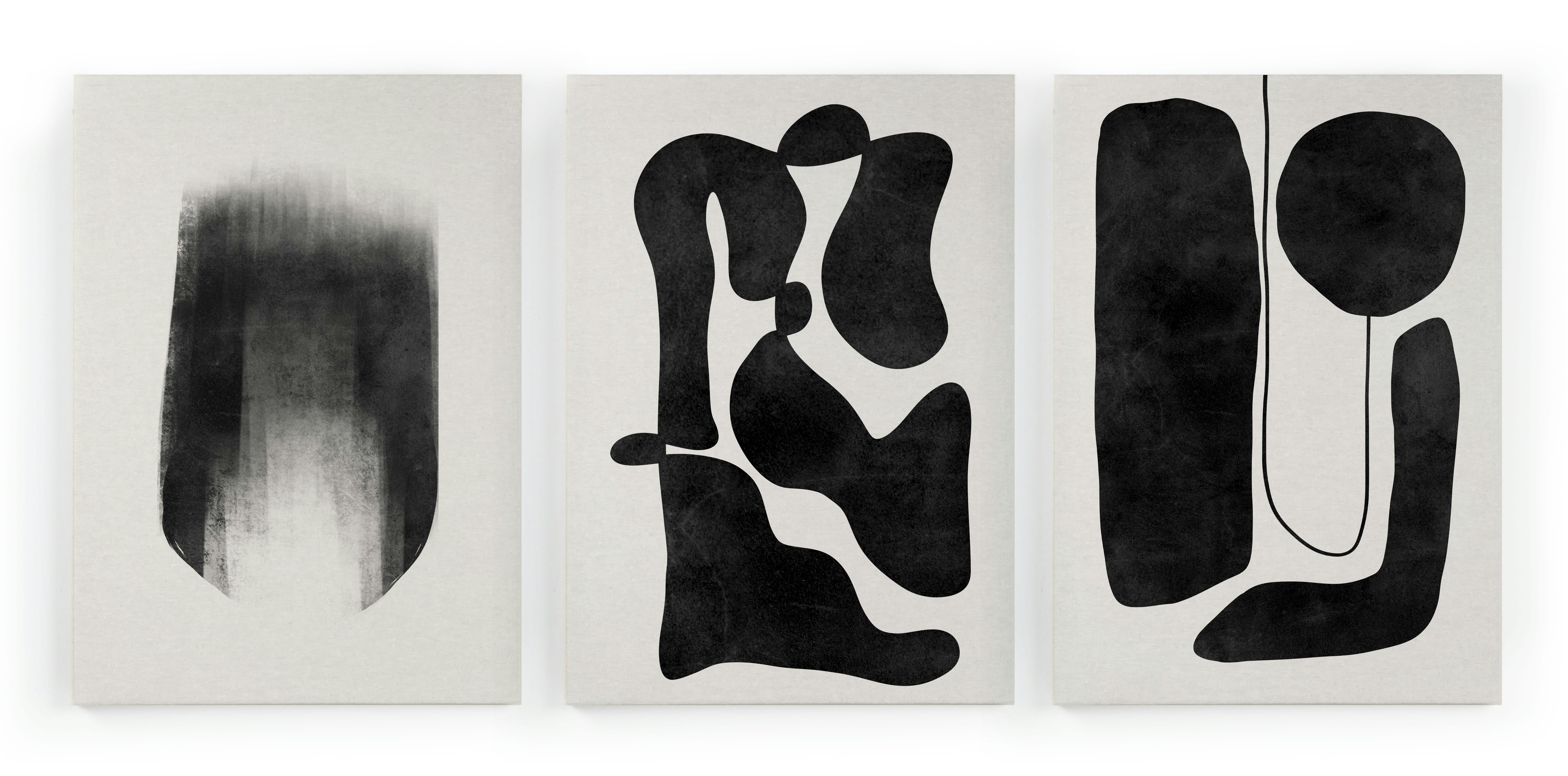 ABSTRACT SHAPES - Set 3 Peintures sur toile 60x40 imprimées formes