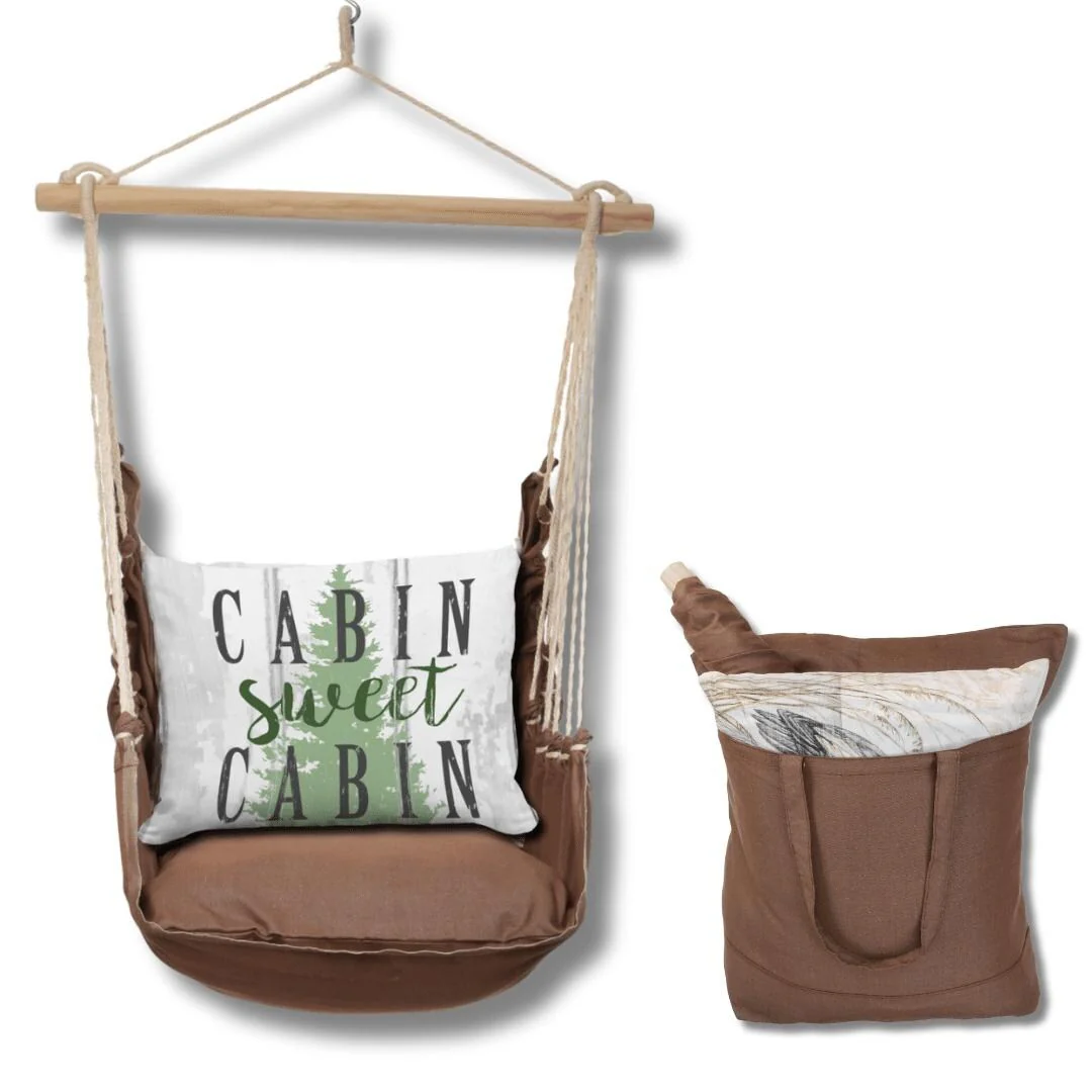 Magnolia Casual Swing Set 4 piece - Chocolate Solid w/ Cabin Sweet Cabin