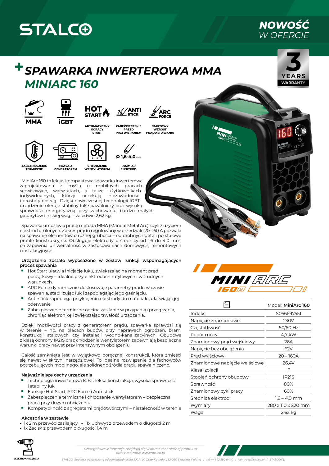 Spawarka MMA MiniArc 160 STALCO S056697551 STALCO S056697551