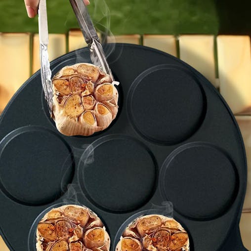 SOGA 2X Cast Iron Takoyaki Fry Pan 7 Hole Grill Mold 23cm