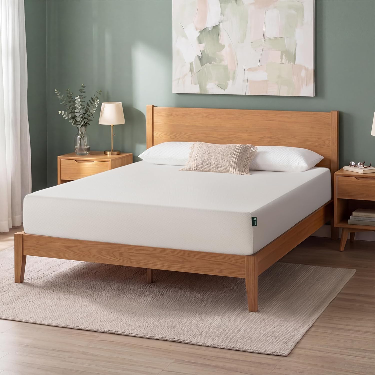 Zinus 10 Inch Queen Green Tea Memory Foam Mattress [New Version], Fiberglass Free, Medium Firm Feel, Zoned Pressure Relief, Certified Safe Foams & Fabric, Mattress in A Box