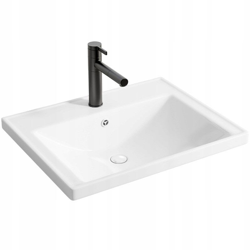 Umywalka ceramiczna biała meblowa wpuszczana w blat prostokątna 52 x 41 cm