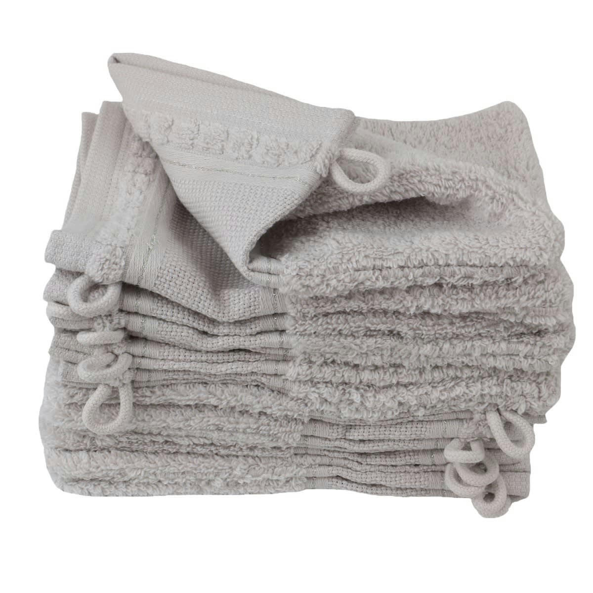 PETUNIA - Lot de 12 gants de toilette en coton gris