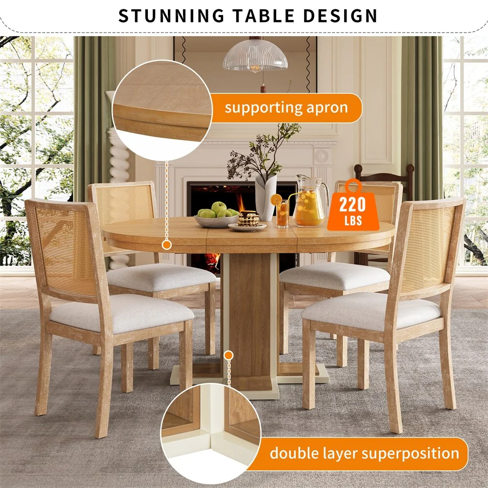 Extendable Dining Table w/16 Middle Leaf,42''-58'' Oval Dining Table