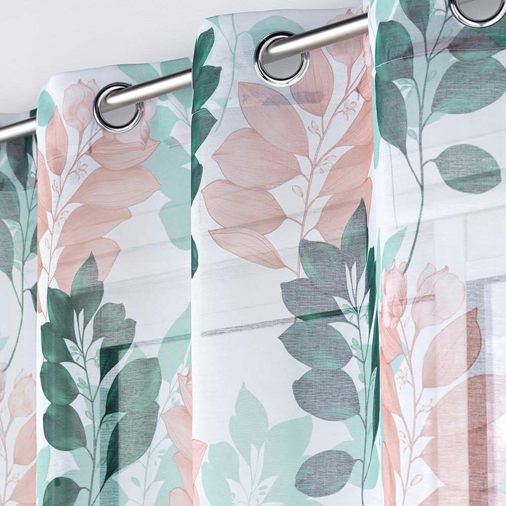 BELLINE - Voilage sable blanc émeraude 140x240cm