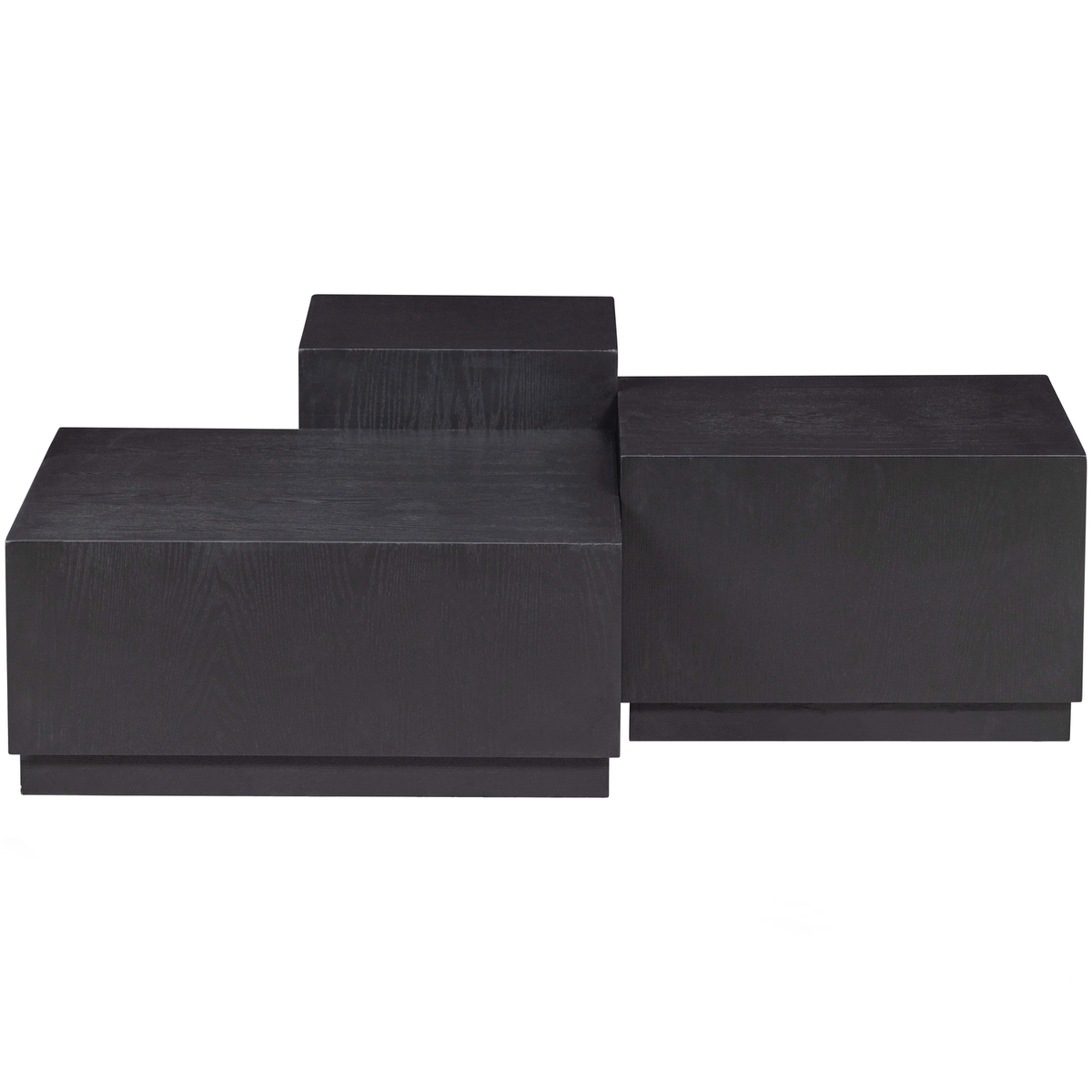 WOOOD bijzettafel Pim - Hout - Zwart - Set van 3