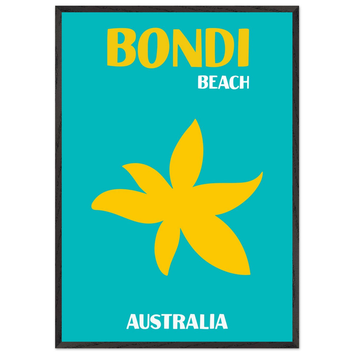 Artfulprints Poster met Lijst Australië - Bondi Beach  - 70x100 cm - Turquoise